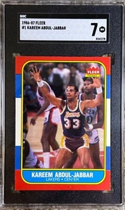 1986-87 FLEER #1 KAREEM ABDUL-JABBAR, LAKERS, SGC 7 NM - Picture 1 of 2