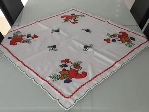 Alte Tischdecke Mitteldecke Stickerei Weihnachten 2881/18c - Picture 1 of 5