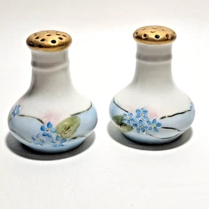 Antique MZ Moritz Zdekauer Germany Salt & Pepper Shakers w/Forget-Me-Not Flowers - Picture 1 of 24