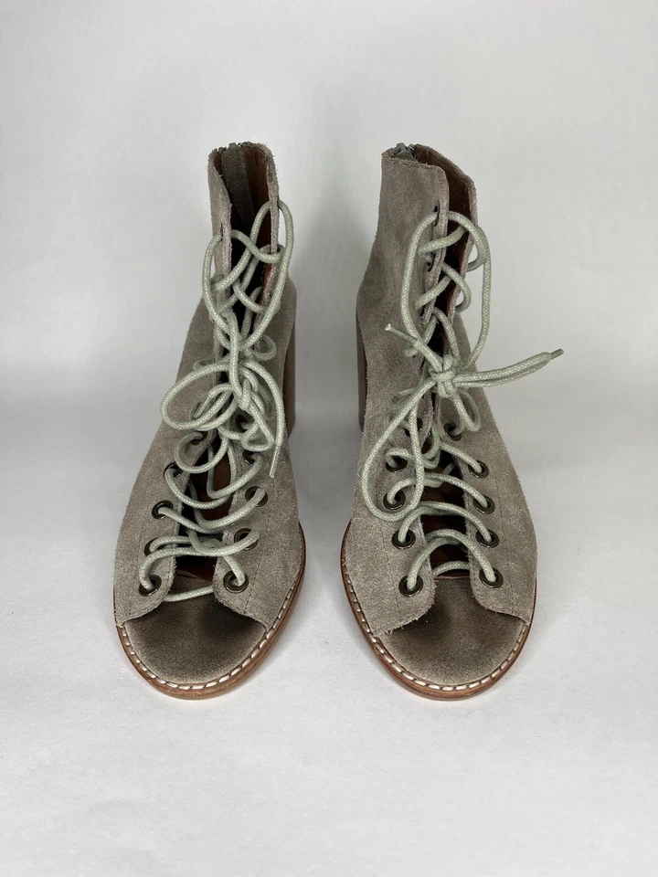 Jeffrey Campbell Cors Mujer Peep-Toe Botas Tobillo Con Cordones Tacón Bloque Talla 7 Foto 1 de 4