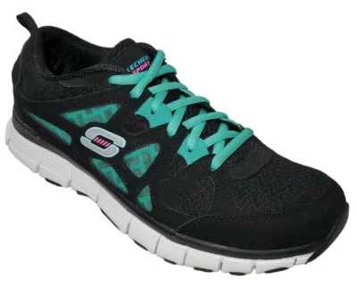 Zapatos deportivos para correr Skechers para mujer 8,5 suela flexible SN 11667 negro verde azulado EC Foto 1 de 4