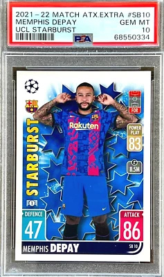 2021 Topps Memphis Depay #SB10 (STARBURST) PSA 10 GEM MINT (RARE: Population 1) - Image 1 of 2