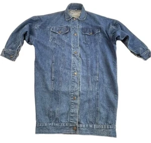 Vintage Belma lange blaue Jeansjacke Damen S Trenchcoat übergroß - Bild 1 von 9