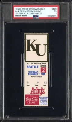 HOF Coach Roy Williams 1st Game at Allen Fieldhouse Debut PSA Ticket Stub Pop 1 - Image 1 of 2