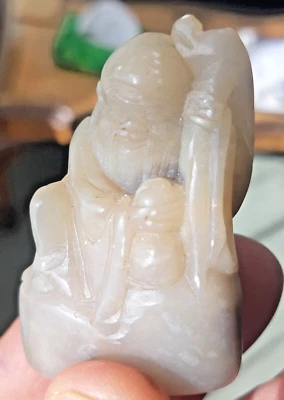 Antique Chinese Qing Period Soapstone Jade Seal Chop of Shou Lao 5 cm / 2 in's - Image 1 of 4