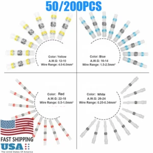 50/200X Waterproof Heat Shrink Wire Connectors Butt Terminals Solder Seal Sleeve - Picture 1 of 14
