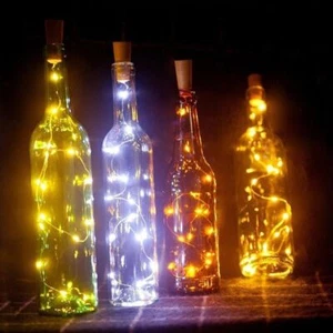2M 20 LED Solar Wine Bottle Cork Shaped String Fairy Light Night Lamp Party Gift - Picture 1 of 30