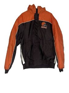VINTAGE Cleveland Browns Hooded Jacket - GENUINE NFL - Embroidered, Insulated