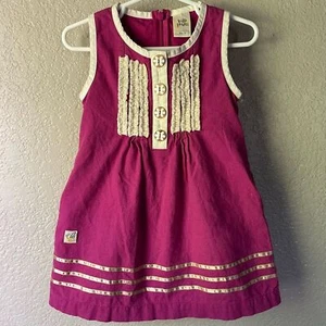 Wildflowers Little Girl 2 Sleeveless Linen Cotton Fuchsia Dress Boho Summer Art - Picture 1 of 12