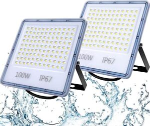 100W LED Flood Lights Outdoor Pack of2 TASINUO IP67 Waterproof Security Lights