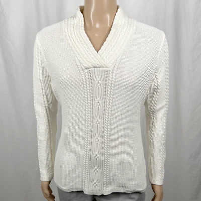 Nautica женщин XXL слоновой кости/кремовый кабель трикотажа шаль шеи свитер - Изображение 1 из 4