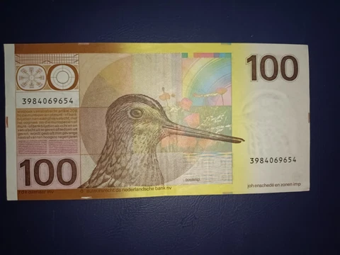 NETHERLAND 100 GULDENA 1977 BIRD GREAT CONDITION!! Cover
