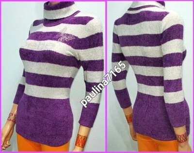 Suéter de cuello alto de chenilla violeta/azul pálido iluminado por la luna BEBE, M #K65 Foto 1 de 2