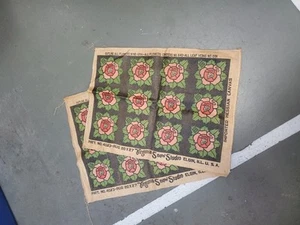 Vtg Virginia Snow Studio Rug Burlap Hooking Hessian Canvas Cloth 20”x27” Floral - Picture 1 of 6