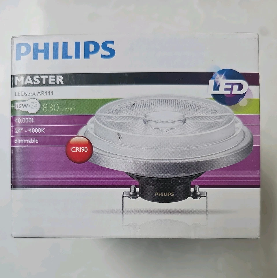 PHILIPS Master LED AR111 12V 14.8W (75W) 24 Deg 3000K RA95 Dimmable - Image 1 of 2