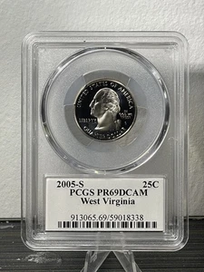 2005 S Silver Proof West Virginia State Quarter PCGS PR69DCAM - Picture 1 of 4