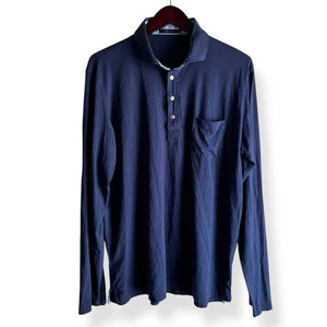 Greyson Long Sleeve Polo Shirt Pocket Logo Size Large Navy Blue Performance Golf - Picture 1 of 9