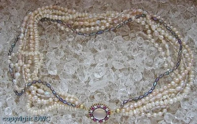 Collier mit Perle Perlen Rubin Rubine 18 Kt. 750 Gold Hals Ketten 44 cm  - Bild 1 von 4