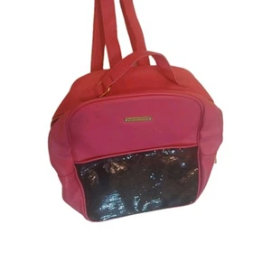 Juicy Couture Pink Faux Leather Black Sequin Backpack School Travel Bag - Picture 1 of 6