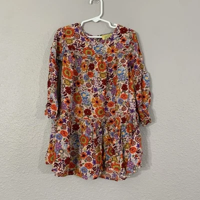 There Abouts Girls Size XXS 4/5 Pink Floral Fall Dress Balloon Sleeve Button - Image 1 of 4