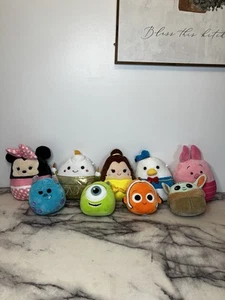 Disney Pixar Squishmallows Lot of 9 Mike Nemo Belle Minnie Baby Yoda HTF - Picture 1 of 6