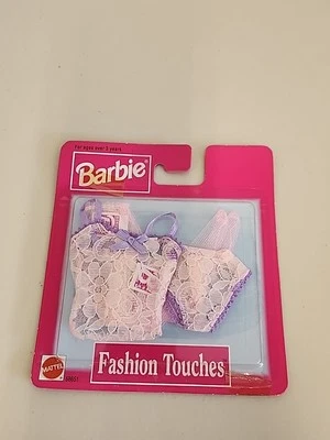 MANGUERA LENCERÍA BARBIE FASHION TOUCH ROSA ENCAJE/PÚRPURA RIBETE #68651 MATTEL 1997  Foto 1 de 2