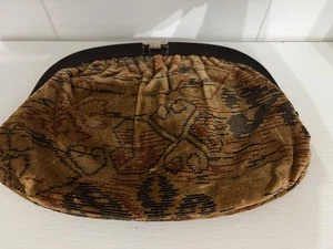 Vintage Cara Clutch Tasche Damen braun Gobelin Schildpatt Lucite Rahmen Made USA - Bild 1 von 13