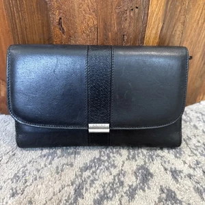 Vintage Coach Clutch Geldbörse schwarz Leder mit Doppelfaltung Umschlag - Bild 1 von 9