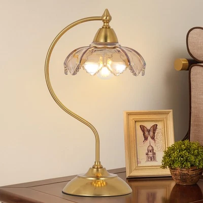 Abajures de mesa para sala de estar, abajur de mesa florido, abajur de vidro ao lado para Nightsta... - Imagem 1 de 4