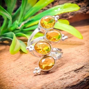 Yellow Citrine Gemstone 925 Sterling Silver Gemstone Jewelry Ring All Size" - Picture 1 of 8