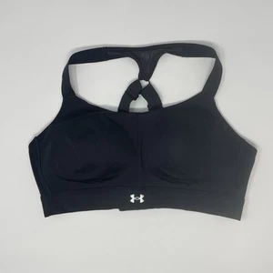 UNDER ARMOUR Breathelux High Sports Bra 1370739 XL Black Racerback Hook & Eye - Picture 1 of 7