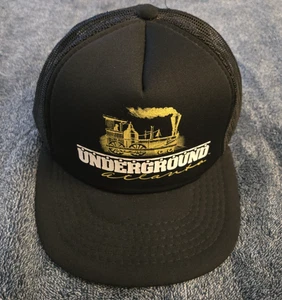 Vintage Underground Atlanta Snapback Cap Mesh Trucker Hat Black - Picture 1 of 10