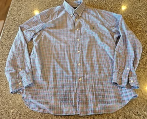 Polo Ralph Lauren Dress Shirt Mens XL Checkered Long Sleeve Blue Pony - Picture 1 of 16