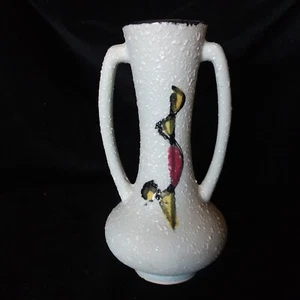 VTG Mid Century Modern MCM Lava Glaze 2 Handle Vase, Splatter Abstract Design - Picture 1 of 9