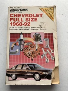 Vintage Chilton's 1968 - 1992 Chevrolet Full Size Repair Manual- Acceptable Cond - Imagen 1 de 7