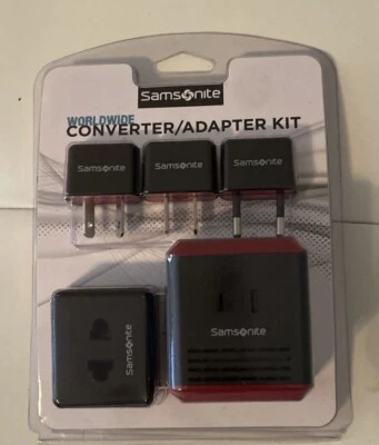 Samsonite Worldwide Converter/Adapter Kit with Pouch 91830-1073 Black/Red - Image 1 of 2