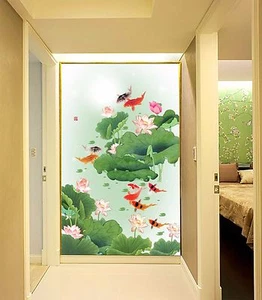 3D Lotus Flowers Fishes 58 Wallpaper Decal Decor Home Kids Nursery Mural Home - Bild 1 von 7
