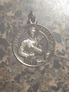 Vintage Sterling Our Lady of Perpetual Help Saint Gerard Pray For Us Medal - Picture 1 of 9