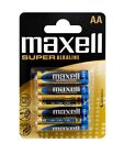 4 MAXELL SUPER ALKALINE AA LR6 BATTERIES 1.5V BLISTER PACK MN1500 AM3 E91 NEW