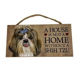 Letrero de madera Love & Laughter Shih Tzu perro 10x5 hecho en EE. UU. decoración del hogar arte de pared - Imagen 1 de 9