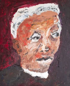 Cuadro retrato Impasto abstracto vintage 20x16" arte raro original - Imagen 1 de 8