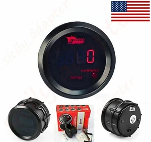 US 2" 52mm Red Digital LED Elec 0-9999 RPM Tachometer Tacho Gauge Car Motor NEW - Picture 1 of 6