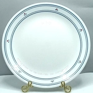 Corelle COUNTRY HEARTS Dinner Plate 10 1/4" White Blue Stripe Red Heart Single - Picture 1 of 5