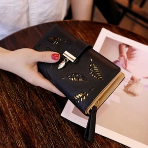 New 2021 Female Purse Wallet Black Handbag For Women Coin Card Holders Clutch - Picture 1 of 6
