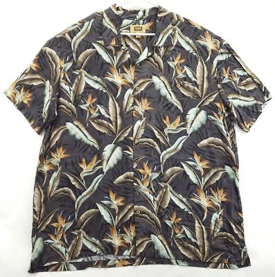 Camisa Fundición Para Hombres 3XLT Negra Tropical Hawaiana Playa Clásica Abotonada Foto 1 de 4