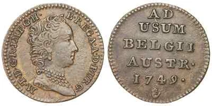 Países Bajos austríacos - 1 mentiroso / Oord 1749 (mano) - María Teresa - Imagen 1 de 3