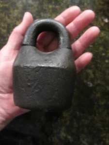 Antique Scandinavian Style Star Jail House Heavy 4 1/4" Padlock NO KEY - Picture 1 of 4