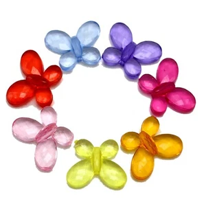 300pcs 17x13mm Mixed Color Butterfly Beads - Transparent Acrylic Vertical Hole - Picture 1 of 12
