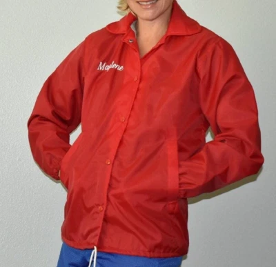 Chaqueta cortavientos vintage Pla-Jac by Dunbrooke forrada de algodón con monograma de nailon roja Foto 1 de 4