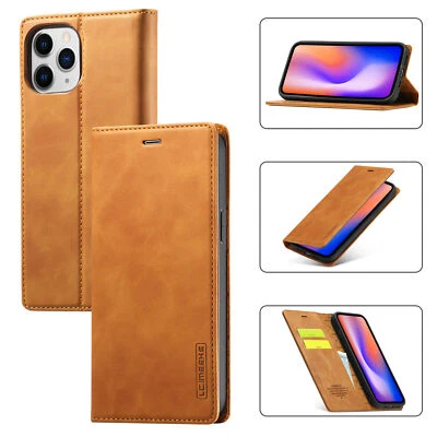Funda tipo billetera de cuero magnética abatible para iPhone 15 14 13 12 11 Pro Max X XR 8 Foto 1 de 4
